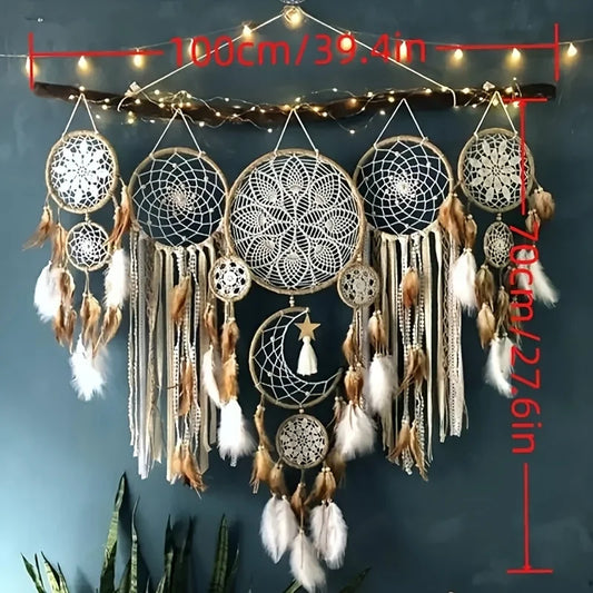 Dream Catcher Set Moon Sun Bohemian Wall Decor Handcrafted
