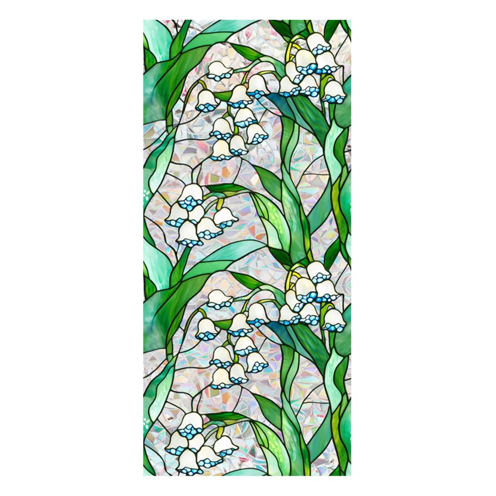 Flowers Window Privacy Film Stained Glass Window Film Removable Static Cling Stickers Decorative Window Decals for Home