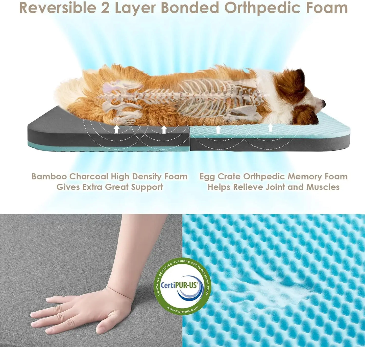 Foldable Human Dog Bed With Orthopedic Memory Foam Waterproof Cover